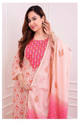 Pink dupatta set, cotton dupatta set, wearline