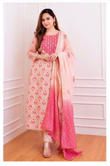 Pink dupatta set, cotton dupatta set, wearline