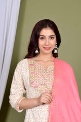 Embroidery dupatta set, white dupatta set, wearline