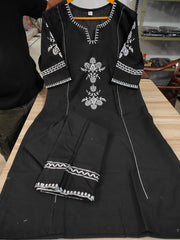 Black Embroidered South Cotton Co-Ord Set