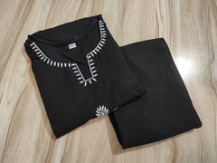 Black Embroidered South Cotton Co-Ord Set