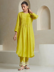 Women's Cotton Embroidered Straight Kurta with Pants and Duptta Set