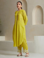 Women's Cotton Embroidered Straight Kurta with Pants and Duptta Set