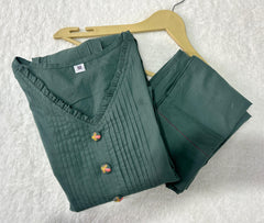 Women's Cotton a-Line Flared Straight Kurti with Pant