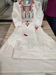 white chanderi dupatta set, embroidery dupatta set, wearline