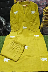 Majestic Elephant Print Green Kurta Set