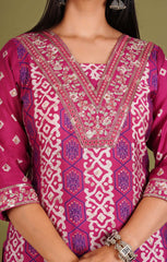 pink dupatta set, silk straight dupatta set, wearline