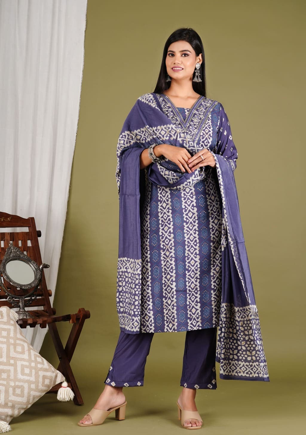 silk dupatta set, printed dupatta set, wearline