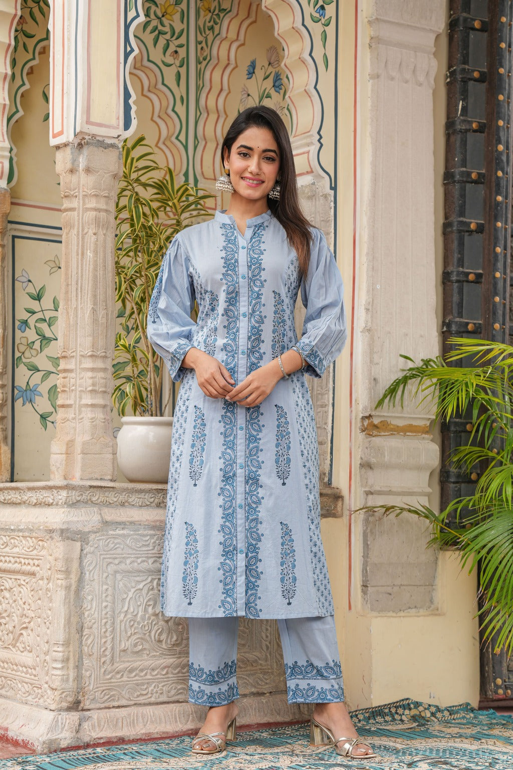 blue dupatta set, cotton dupatta set, wearline