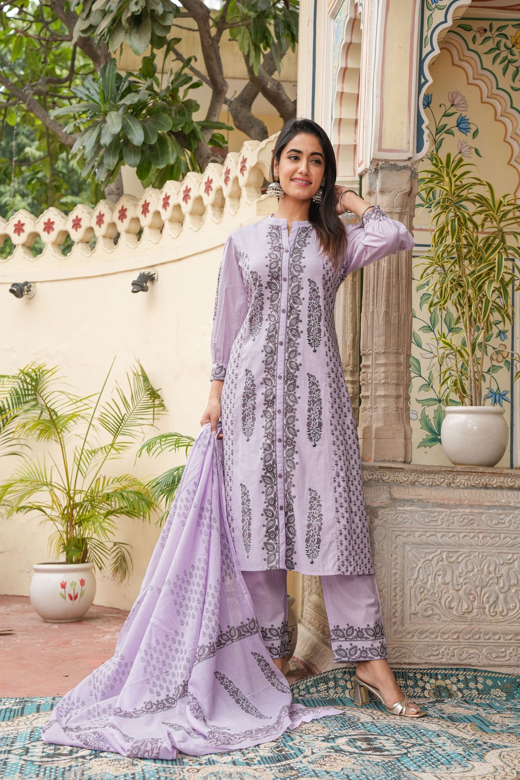 Purple dupatta set,cotton dupatta set, wearline