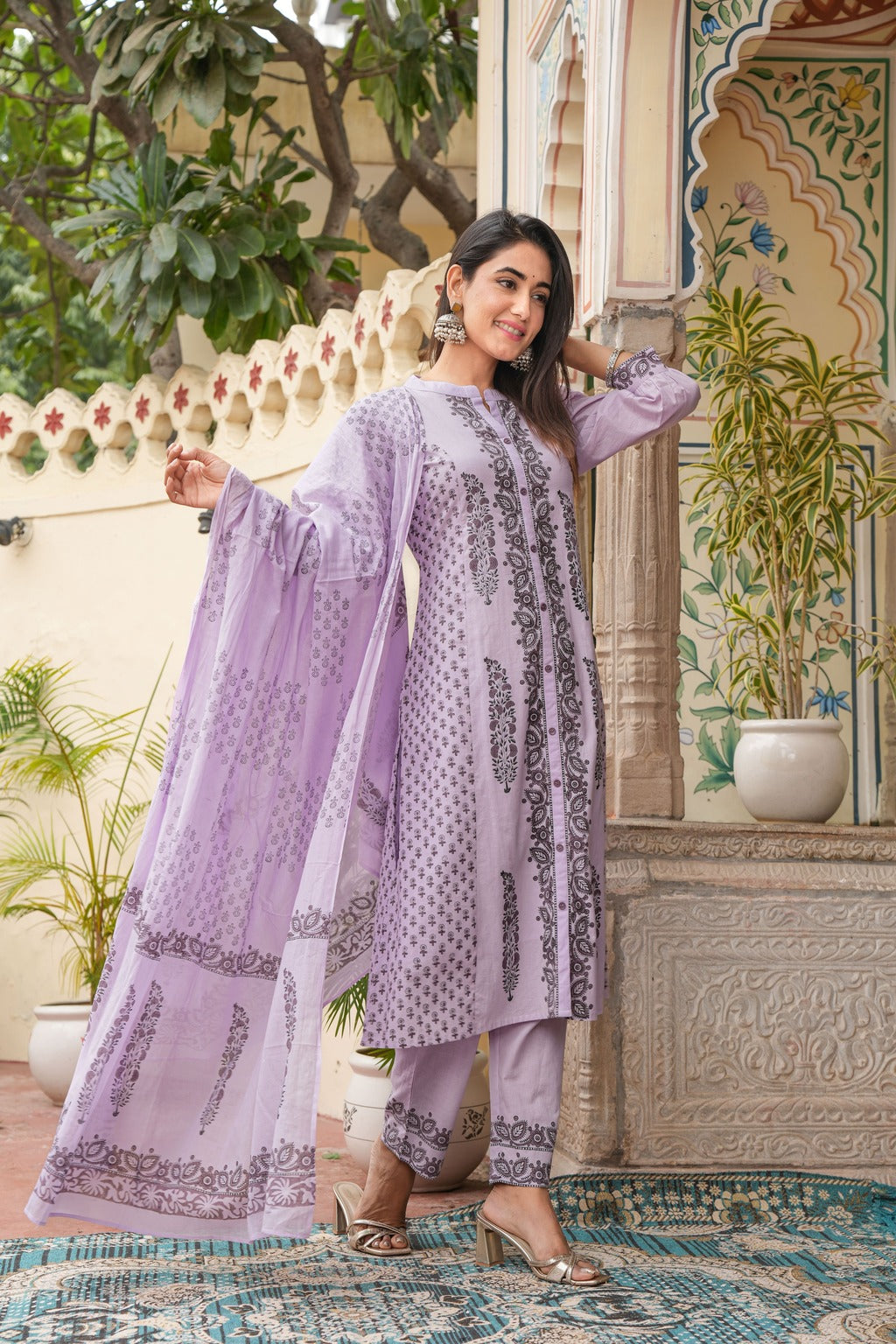 Purple dupatta set,cotton dupatta set, wearline
