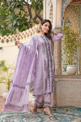 Purple dupatta set,cotton dupatta set, wearline
