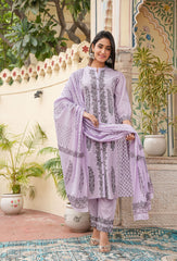 Purple dupatta set,cotton dupatta set, wearline