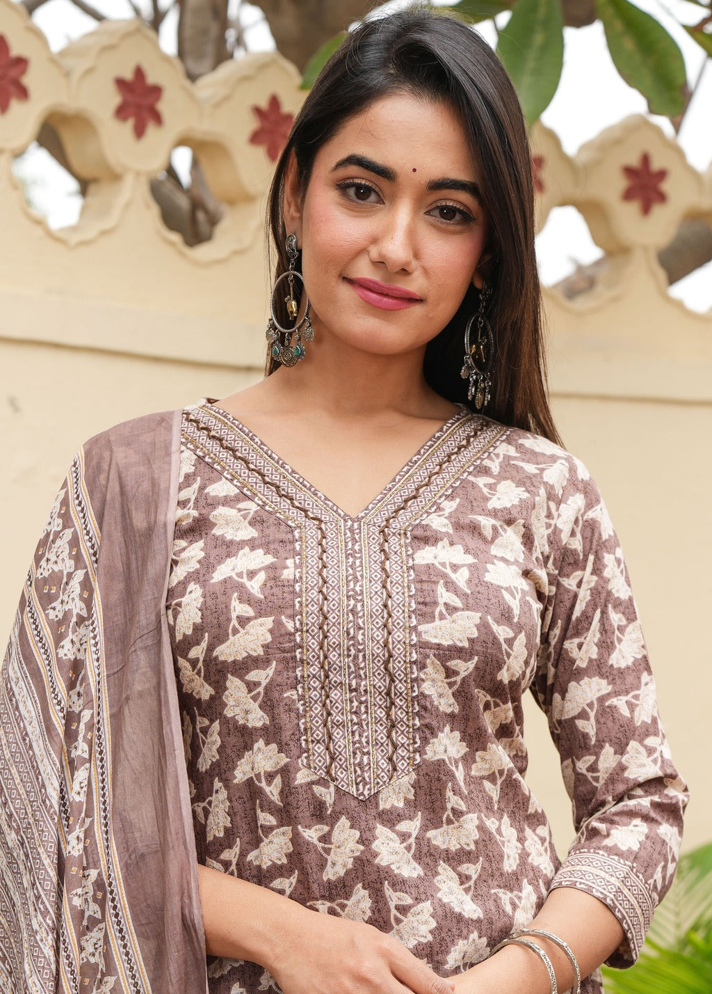 brown dupatta set, cotton dupatta set, wearline