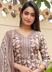 brown dupatta set, cotton dupatta set, wearline