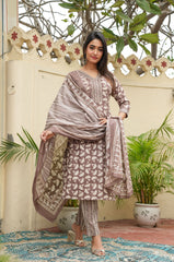 brown dupatta set, cotton dupatta set, wearline