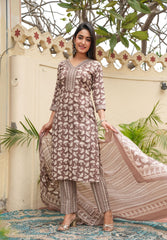 brown dupatta set, cotton dupatta set, wearline