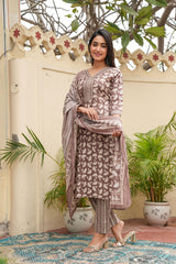 brown dupatta set, cotton dupatta set, wearline
