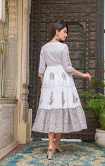 White gown& dupatta, embroidery gown , wearline