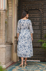 Blue dupatta set, gown and dupatta, mal cotton dupatta set, wearline