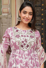 Pink dupatta set, gown and dupatta, mal cotton dupatta set, wearline