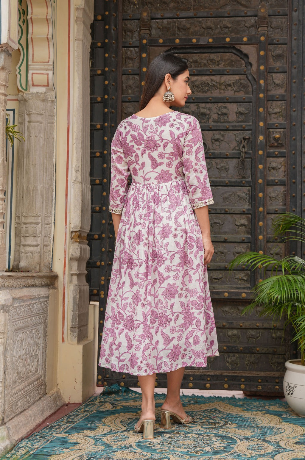 Pink dupatta set, gown and dupatta, mal cotton dupatta set, wearline