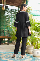 Black co-ord set, Embroidery co-ord set, wearline