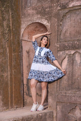 cotton midi dress, floral midi dress , wearline