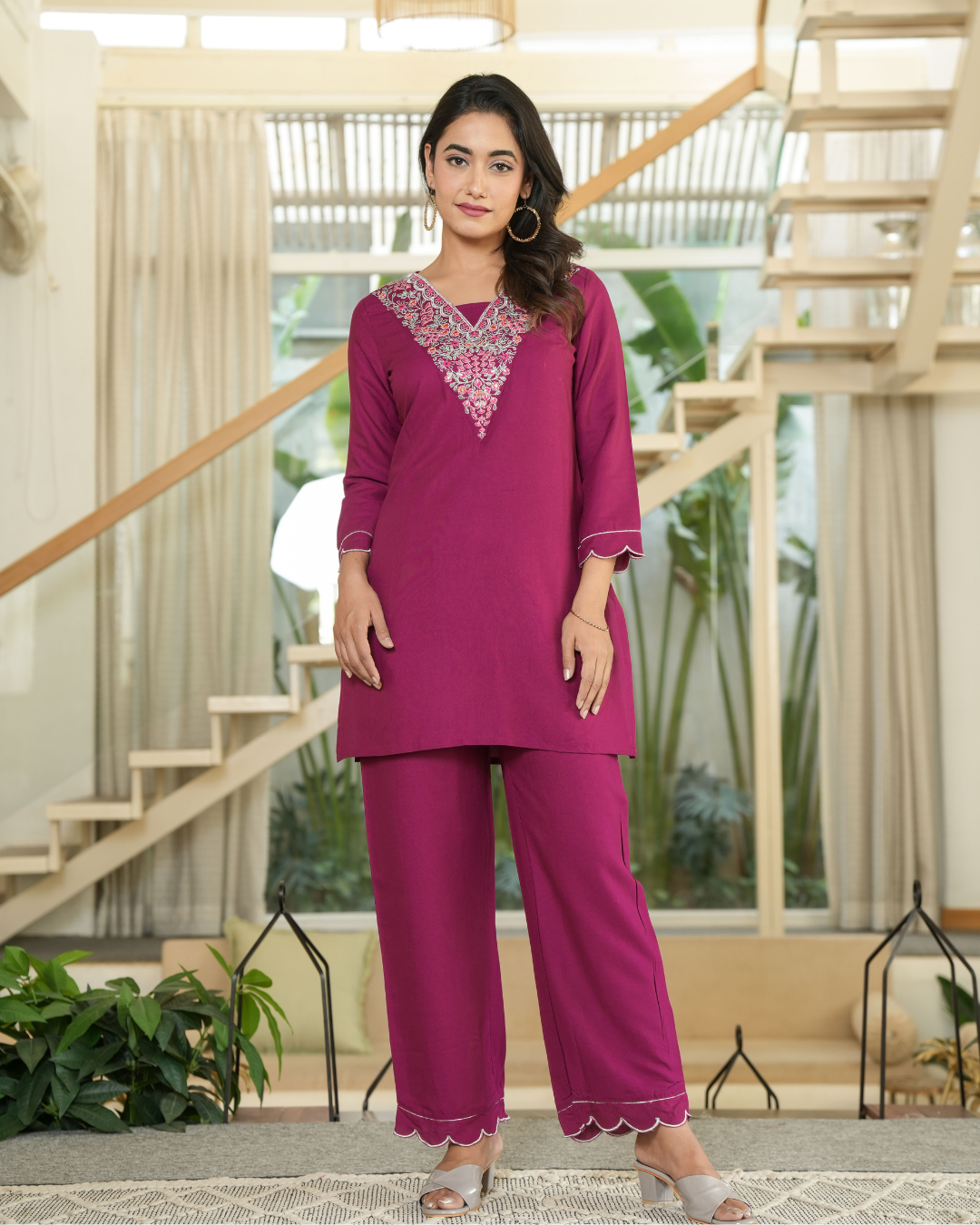 Pink c-ord set, Rayon co-ord set, wearline