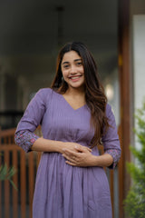 Embroidered Lavender Cotton Dress