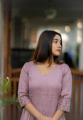 Embroidered Pink Cotton Dress