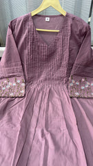 Embroidered Pink Cotton Dress