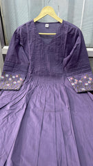 Embroidered Lavender Cotton Dress