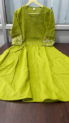 Embroidered Green Cotton Dress