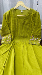 Embroidered Green Cotton Dress
