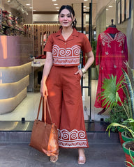 Classic Embroidery Rust Co-Ord Set