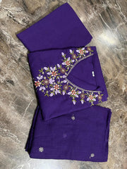 Sequence Embroidery Cotton Kurta Pant and Dupatta Set