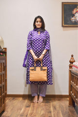 Purple dupatta set, Wearline, Polka Dots dress
