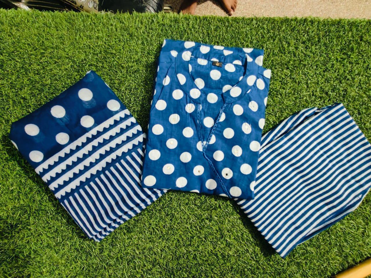 Wearline, Kurta set with dupatta, polka dots