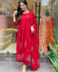 Timeless Beauty Red Anarkali Set