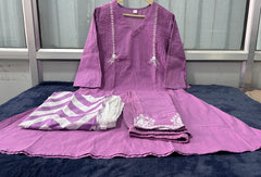 Lilac Grace Embroidered Kurta Pant and Dupatta Set