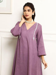 Lilac Grace Embroidered Kurta Pant and Dupatta Set