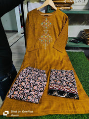 Premium Mustard Handcrafted Cotton Kurta Set