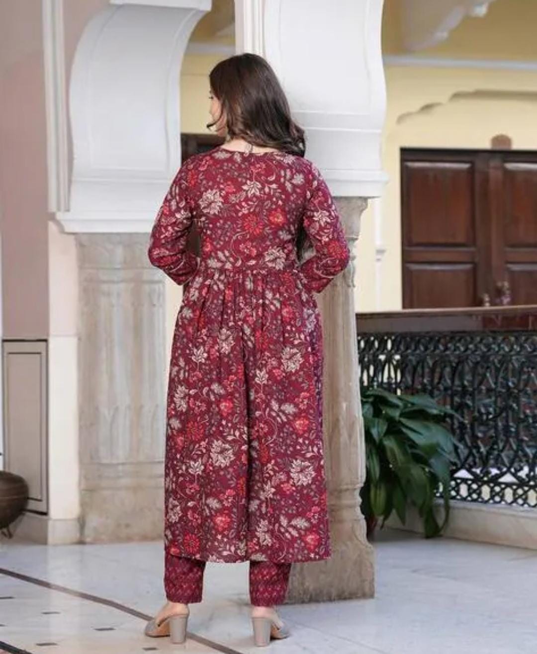 maroon dupatta set, cotton dupatta set , wearline