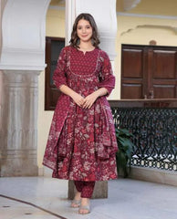 maroon dupatta set, cotton dupatta set , wearline