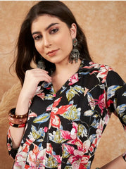 BLACK FLORAL PRINT CO-ORD SET