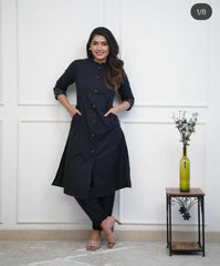 Black Embroidery Rayon Kurta and Pant Set