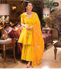Kesar Phool: Marigold Tiered Sharara Set with Gota Patti & Dori Tassels