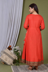 Red Rayon Gown With Hand Work and Mirror Work