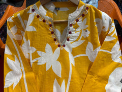Mustard Floral Kurta & Pant Set with Dupatta